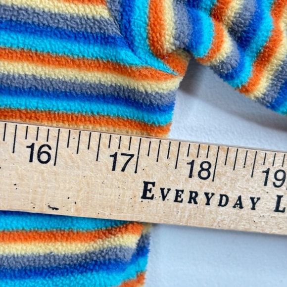 Hanna Andersson 1/4 Zip Fleece Pullover Boys 8 / 130 Orange Blue Stripe Pockets - Picture 8 of 10